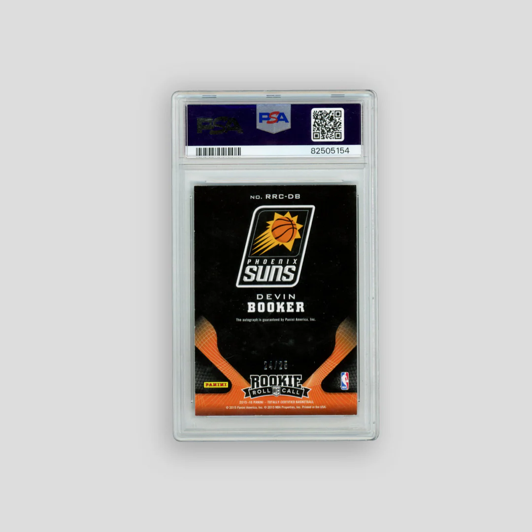 2015-16 Panini Totally Certified Devin Booker Rookie Roll Call RC Camo (PSA 9) - Image 2