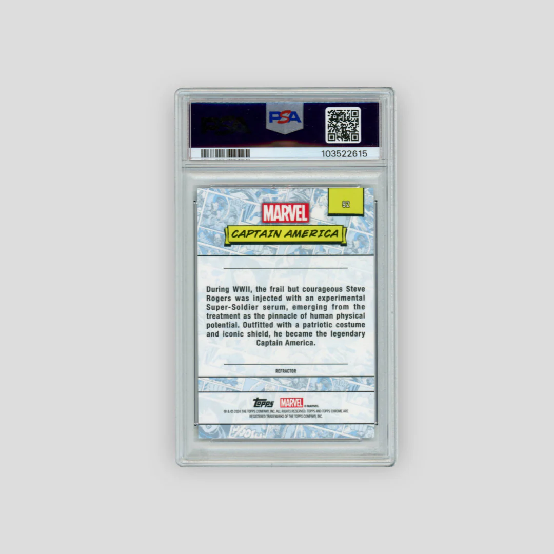 2024 Topps Chrome Marvel Captain America Refractor (PSA 10) - Image 2