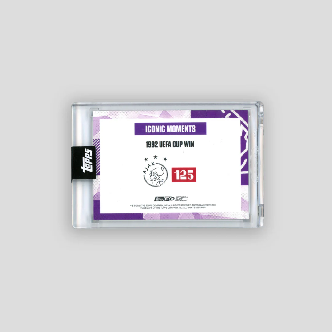 2025 Topps Ajax 125th Iconic Moments 1992 EUFA Cup Win Purple /25 - Image 2